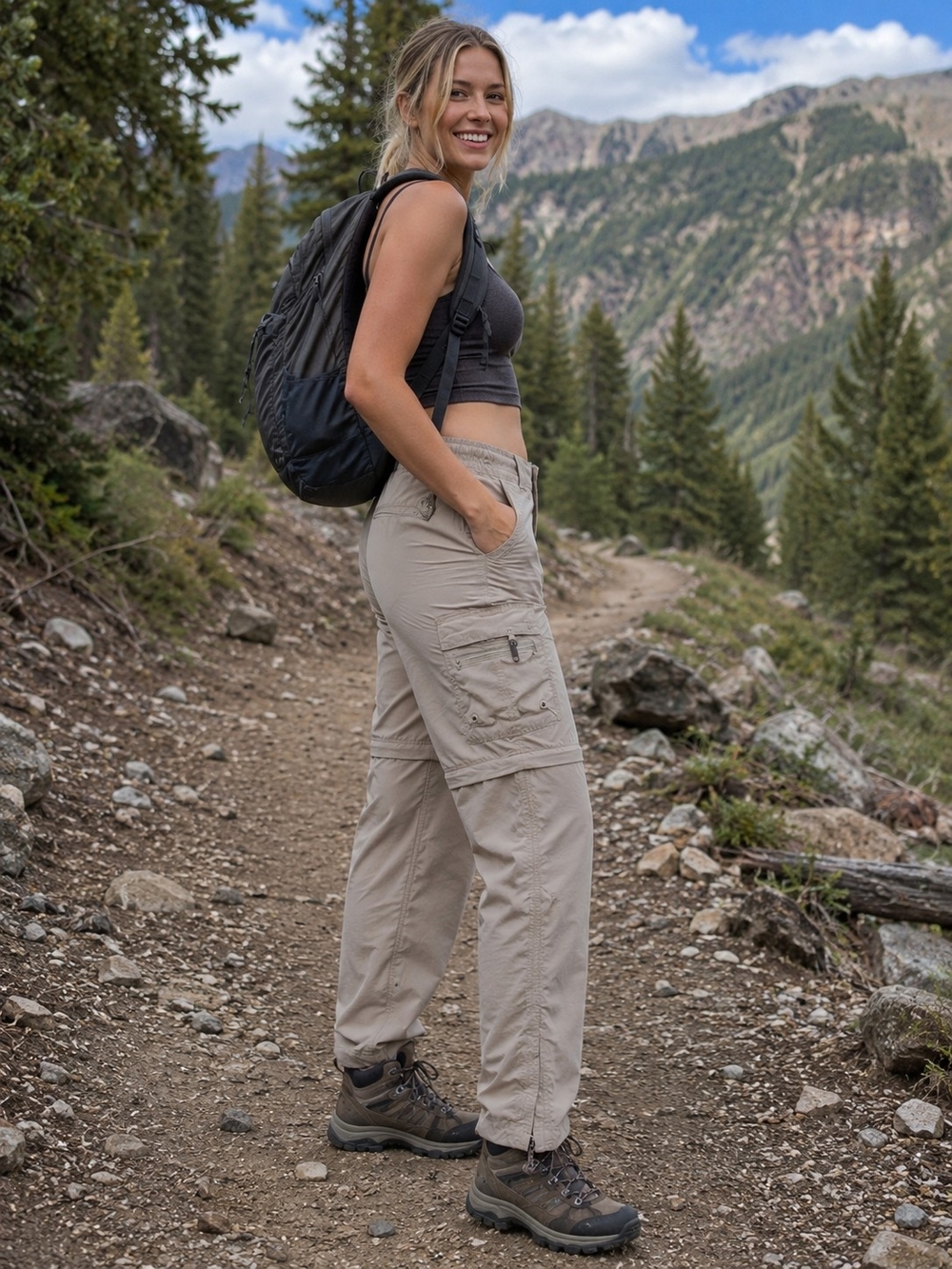 Columbia Women's Taupe Cargo HIKING Pants, SIZE S, LIKE NEW